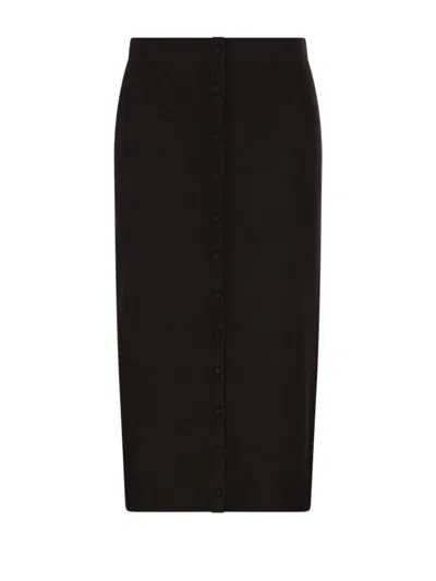 Victoria Beckham Button Detail Midi Skirt In Black