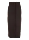 Victoria Beckham Wool Blend Button Detailing High Waist Skirt In Brown