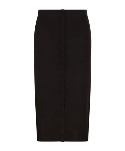 Victoria Beckham Button Detailed Midi Skirt In Brown