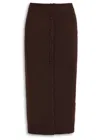 Victoria Beckham Button-embellished Wool-blend Midi Skirt In Brown