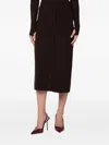 Victoria Beckham Wool Blend Button Detailing High Waist Skirt In Brown