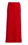 Victoria Beckham Button Front Merino Wool Blend Midi Skirt In Red