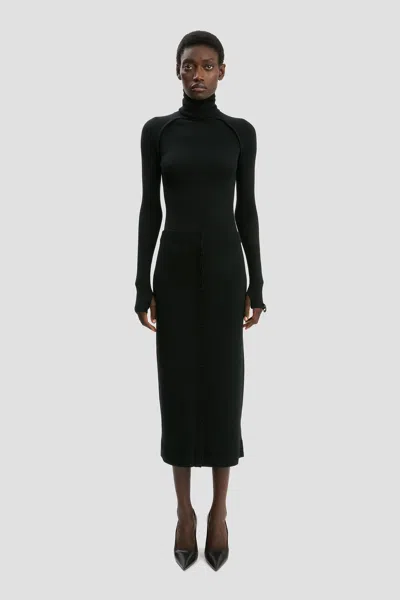 Victoria Beckham Button Midi Skirt In Black