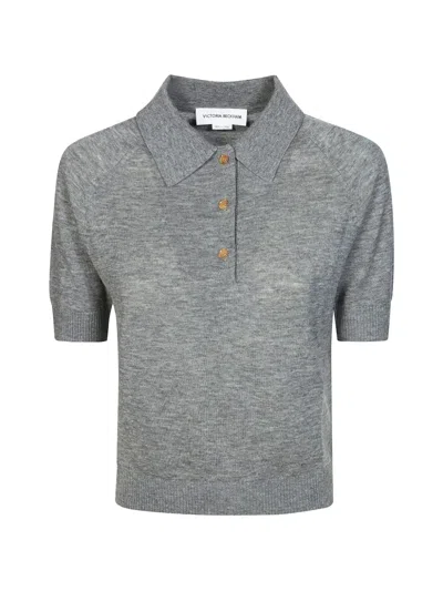 Victoria Beckham Polo Collar T-shirt Clothing In Gray