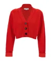 Victoria Beckham Cropped V-neck Cardigan In Red
