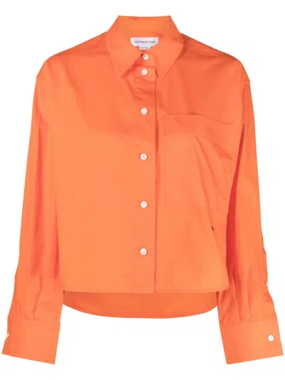 Victoria Beckham Button-up Cropped Shirt In Orange