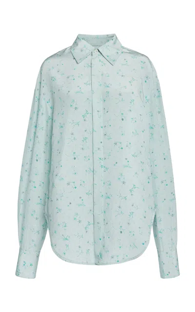 Victoria Beckham Button-up Silk Pajama Shirt In Green