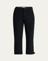 Victoria Beckham Buttoned Cuff Cropped Wool Trousers In Black