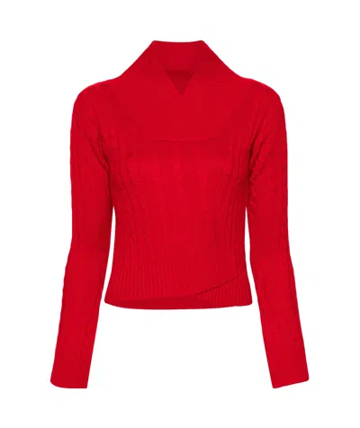 Victoria Beckham Cable-knit Merino Jumper In Red