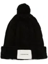 Victoria Beckham Cable-knit Wool Beanie In Black
