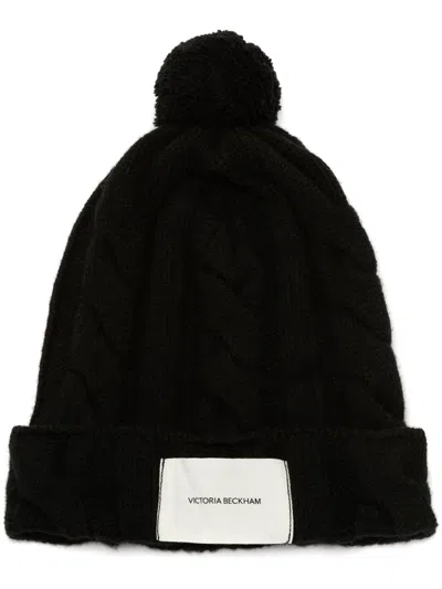 Victoria Beckham Cable-knit Wool Beanie In Black