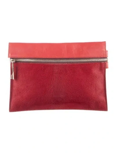 Pre-owned Victoria Beckham Calf Hair Cosmetic Bag In Red