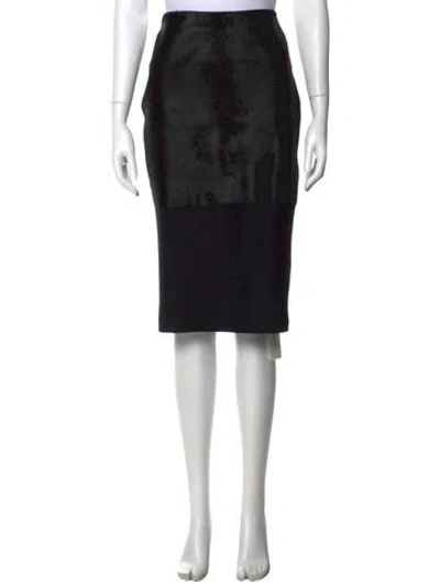 Pre-owned Victoria Beckham Calf Leather Midi Length Skirt In Black