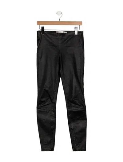 Pre-owned Victoria Beckham Calf Leather Skinny Leg Pants In Black