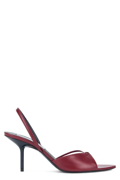 Victoria Beckham Calfskin Knot-strap Slingback Sandal In Burgundy