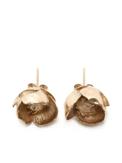 Victoria Beckham Camellia Stud Earrings In Gold