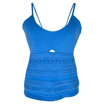 Pre-owned Victoria Beckham Cami Cutout Tank Top In Blue Viscose