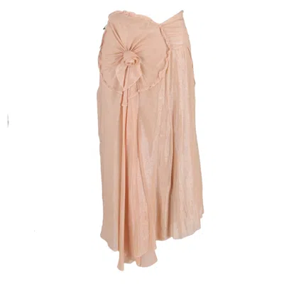 VICTORIA BECKHAM CAMI FLOWER DETAIL MIDI SKIRT IN PEACH VISCOSE