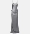 Victoria Beckham Cami Satin Gown In Silver