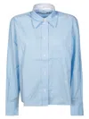Victoria Beckham Cropped Long Sleeve Shirt In Light Blue