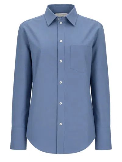 Victoria Beckham Perry Pointed Collar Cotton Shirt In Gray