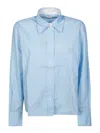 Victoria Beckham Cropped Long Sleeve Shirt In Light Blue