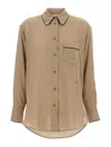 Victoria Beckham Piping Detail Pyjama Shirt And Blouse Brown In Brown