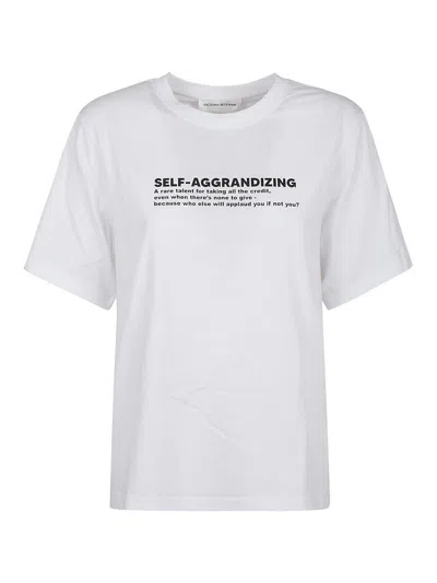 Victoria Beckham Printed Crew-neck Graphic Half-sleeved T-shirt In White