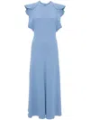 Victoria Beckham Asymmetric Short-sleeve Dress In Blue