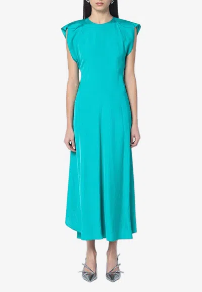 Victoria Beckham Cap-sleeved Viscose Midi Dress In Turquoise