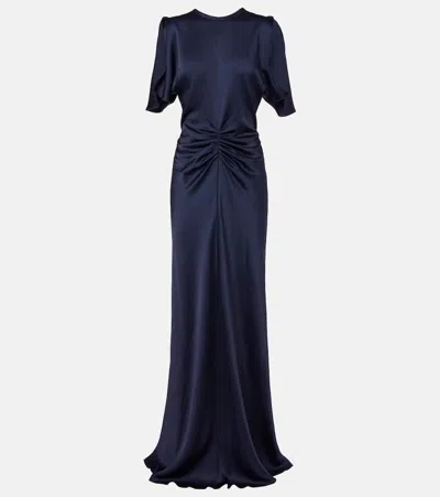 VICTORIA BECKHAM CAPED GATHERED CRÊPE SATIN GOWN
