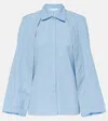 Victoria Beckham Caped Virgin Wool Blouse In Blue