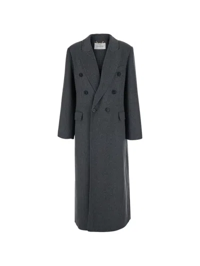 Victoria Beckham Cappotto Doppiopetto In Lana E Cashmere Grigio