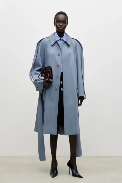 Victoria Beckham Car Coat In Blue