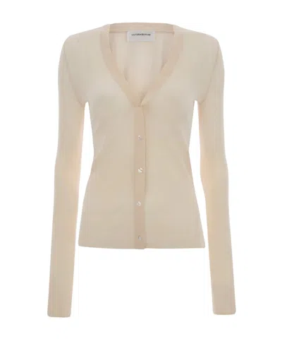 Victoria Beckham Cardigan In Pale Rose In Neutral