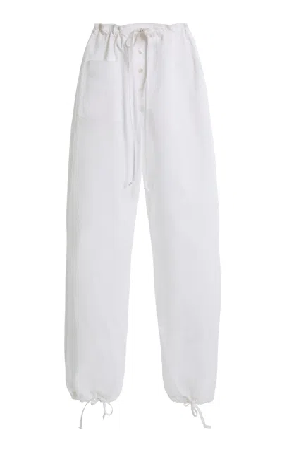 Victoria Beckham Cargo Cotton Trousers In White