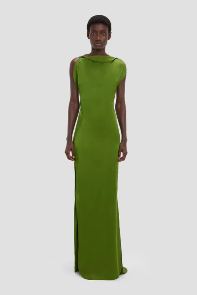 Victoria Beckham Carla Gown In Algae In Green