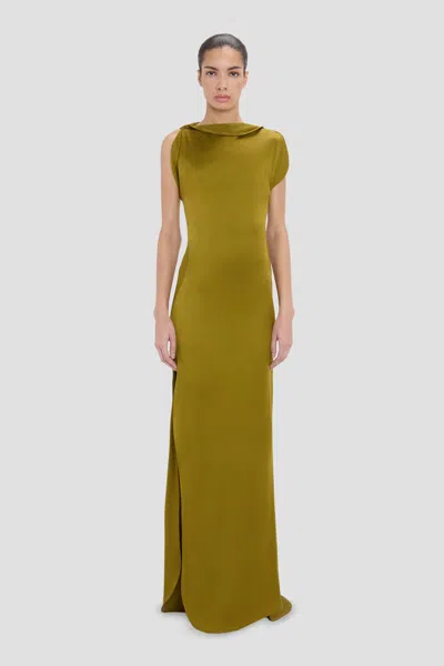 Victoria Beckham Carla Gown In Moss In Green