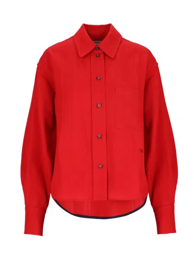 VICTORIA BECKHAM CARMINE CROPPED SHIRT