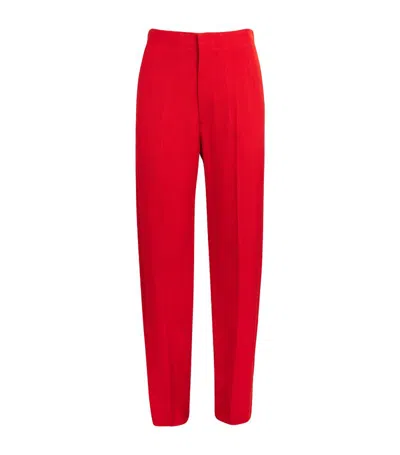 Victoria Beckham Mid-rise Tapered-leg Trousers In Carmine