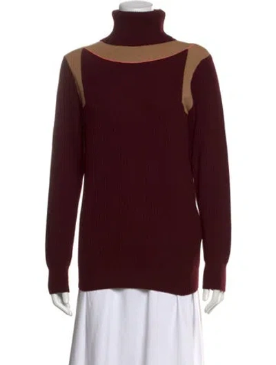 Pre-owned Victoria Beckham Cashmere Turtleneck Sweater In Brown/burgundy