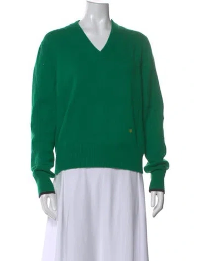 Pre-owned Victoria Beckham Cashmere V-neck Sweater In Green