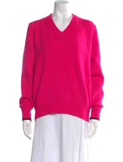 Pre-owned Victoria Beckham Cashmere V-neck Sweater In Pink