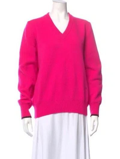 Pre-owned Victoria Beckham Cashmere V-neck Sweater In Pink