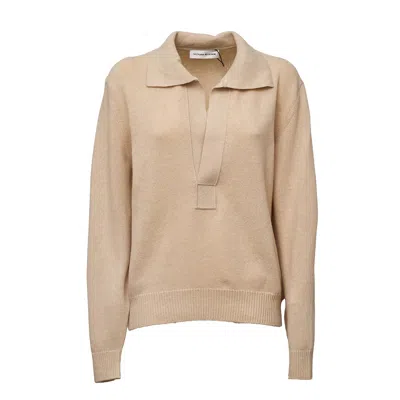 Victoria Beckham Cashmere-blend Polo Collar Sweater In Neutral