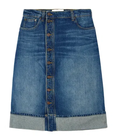 Victoria Beckham Casual Denim Skirt In Blue