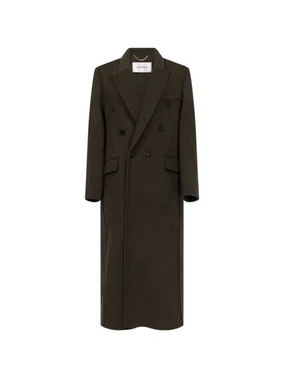 Victoria Beckham Catriona Double-breasted Wool Coat In Green