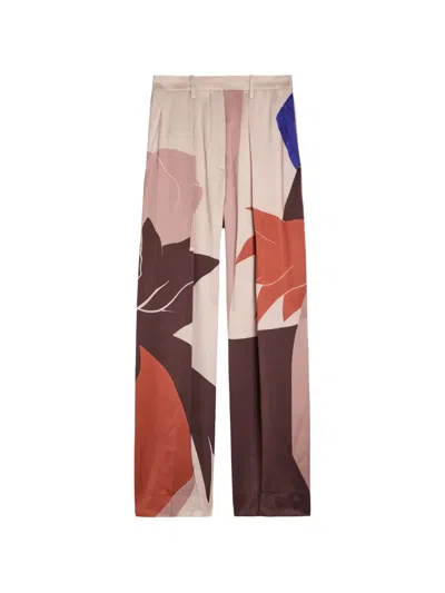 Victoria Beckham Cecilia Abstract-print Tailored Trousers In Multi