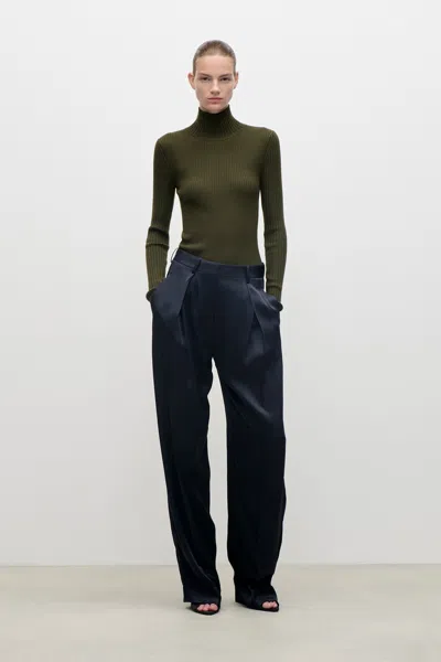 Victoria Beckham Cecilia Trouser In Dark Navy In Blue