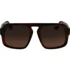Victoria Beckham Chain Core Wire 53mm Gradient Modified Rectangular Sunglasses In Brown Horn